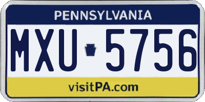 PA license plate MXU5756