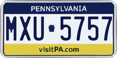 PA license plate MXU5757