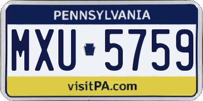 PA license plate MXU5759