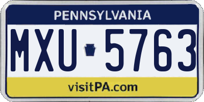 PA license plate MXU5763