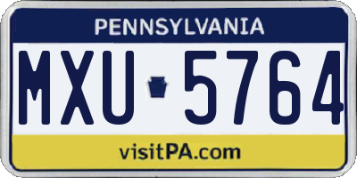 PA license plate MXU5764