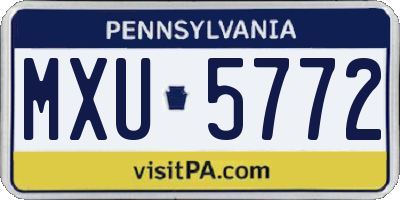 PA license plate MXU5772