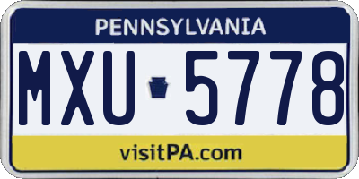 PA license plate MXU5778