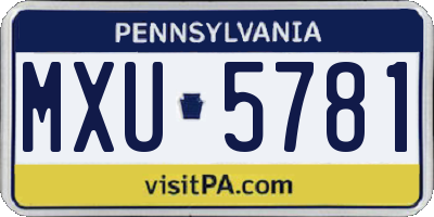 PA license plate MXU5781