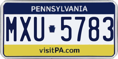 PA license plate MXU5783