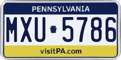 PA license plate MXU5786