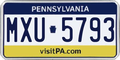 PA license plate MXU5793