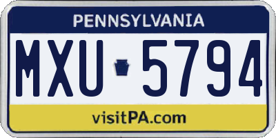 PA license plate MXU5794