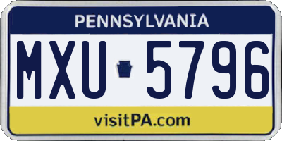 PA license plate MXU5796