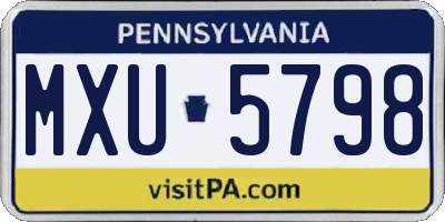 PA license plate MXU5798