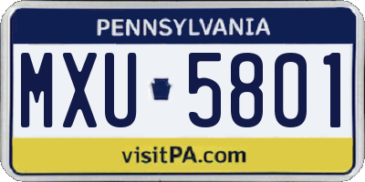 PA license plate MXU5801
