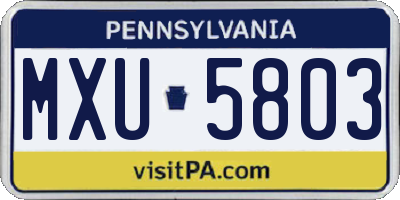 PA license plate MXU5803