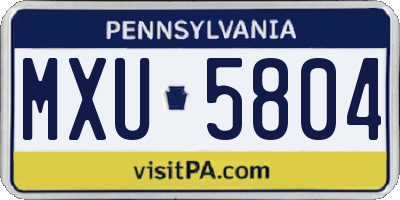 PA license plate MXU5804