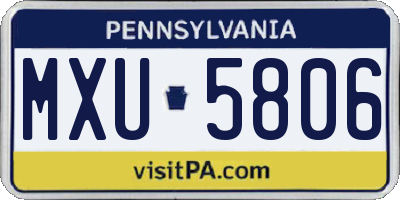 PA license plate MXU5806