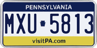 PA license plate MXU5813