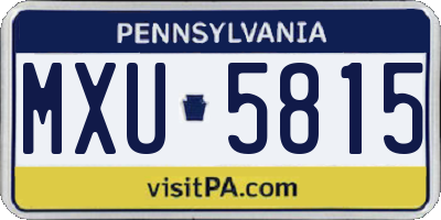 PA license plate MXU5815