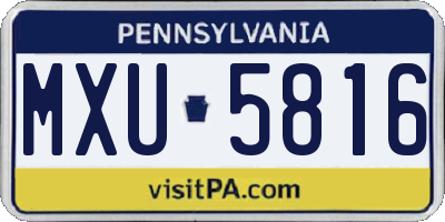 PA license plate MXU5816