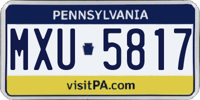 PA license plate MXU5817
