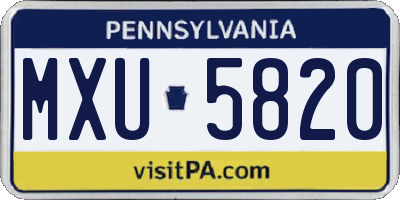 PA license plate MXU5820