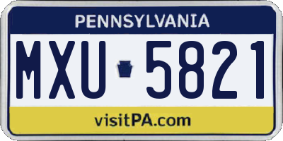 PA license plate MXU5821