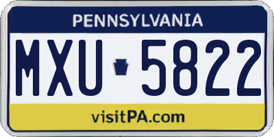 PA license plate MXU5822