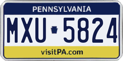 PA license plate MXU5824