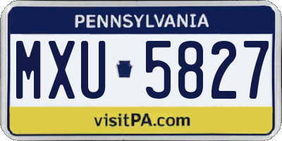 PA license plate MXU5827
