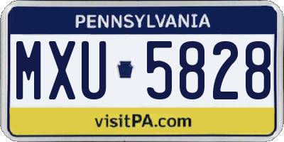 PA license plate MXU5828