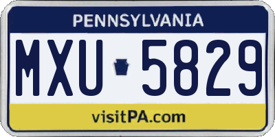 PA license plate MXU5829