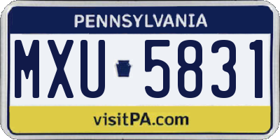 PA license plate MXU5831