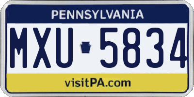 PA license plate MXU5834