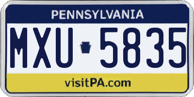 PA license plate MXU5835