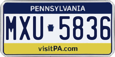 PA license plate MXU5836