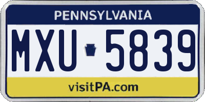 PA license plate MXU5839