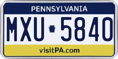 PA license plate MXU5840