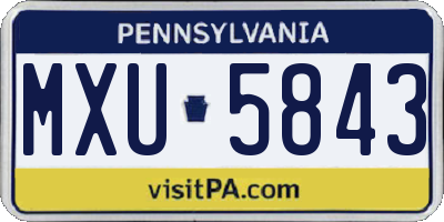 PA license plate MXU5843