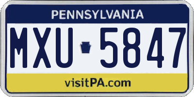 PA license plate MXU5847