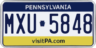 PA license plate MXU5848
