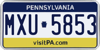 PA license plate MXU5853