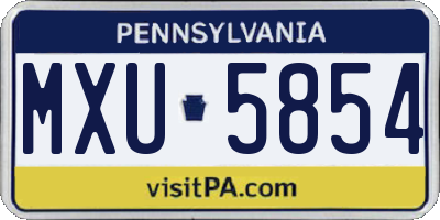 PA license plate MXU5854