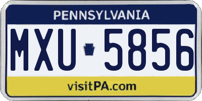 PA license plate MXU5856