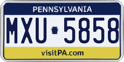 PA license plate MXU5858