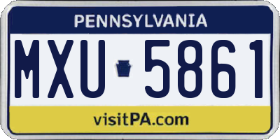 PA license plate MXU5861