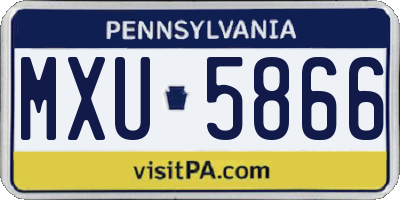 PA license plate MXU5866