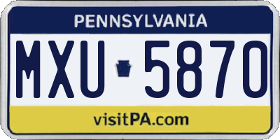 PA license plate MXU5870