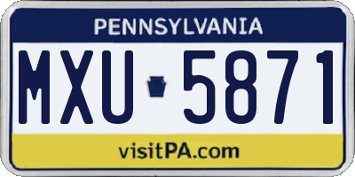 PA license plate MXU5871