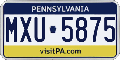 PA license plate MXU5875