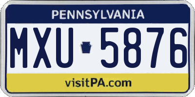 PA license plate MXU5876