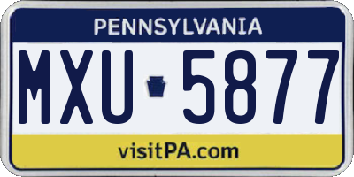 PA license plate MXU5877