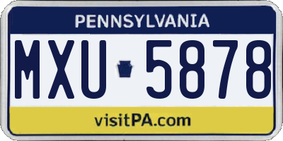 PA license plate MXU5878